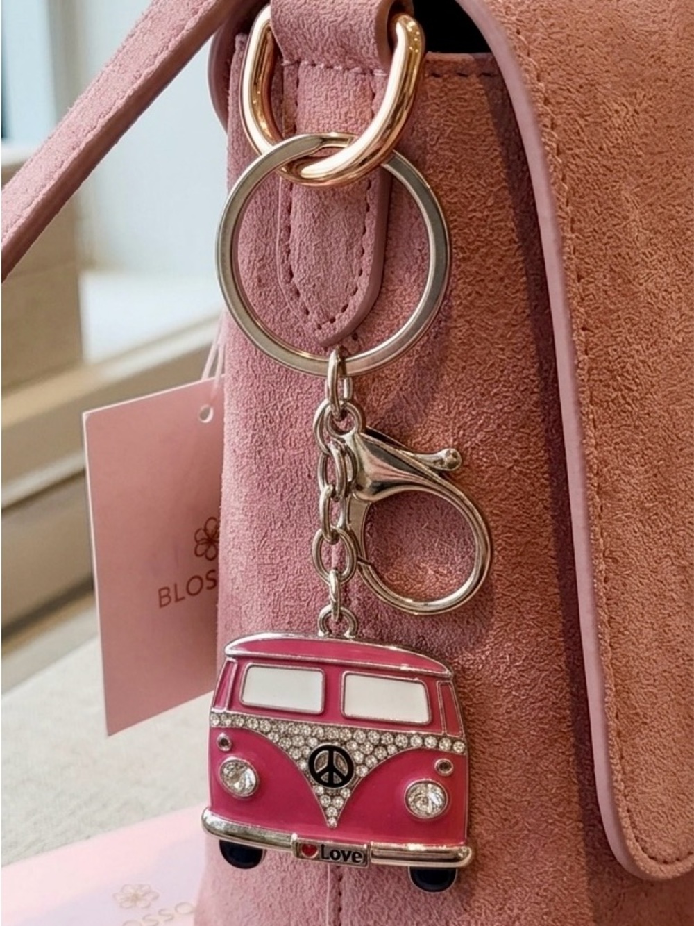 Rhinestone VW Van Bag Charm | Sparkly Purse Keychain | Multiple colors available - Picture 5 of 5